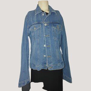 Jean Jacket Hudson Light Blue Denim Large XL Button Closure  Dual Chest Pockets